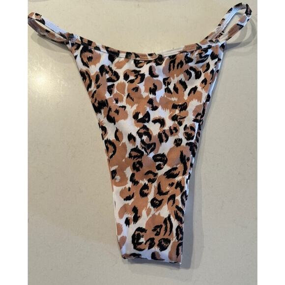 Nasty Gal US4 Animal Print Bikini Top High Cut Bottom Bandeau Leopard Swim - Picture 3 of 10